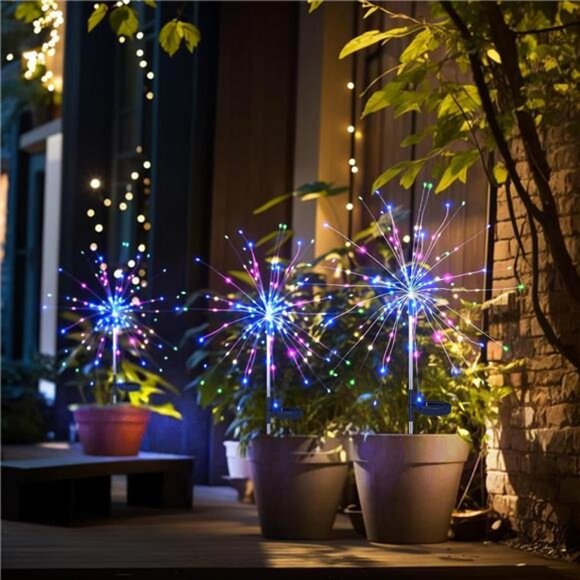 Solar Fireworks Lights Garden Waterproof 4 Pack, Solar Fairy String Lights - Picture 5 of 7